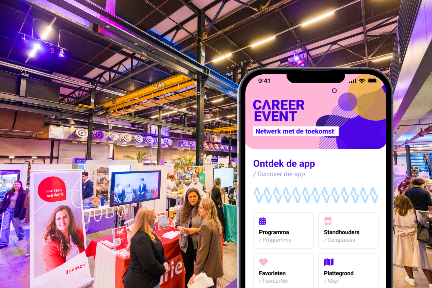 Voorbeeld app gebruikt tijdens een congres