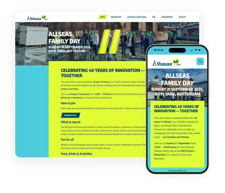 responsiviteit van de eventwebsite.