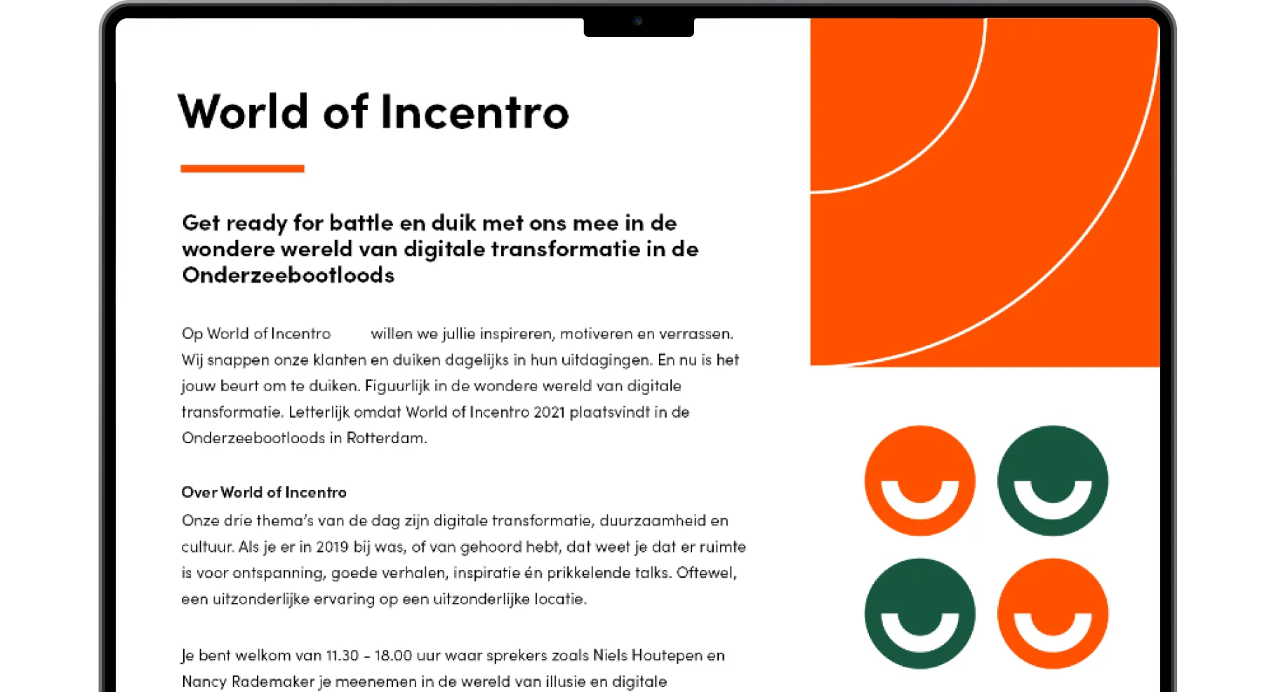 MacBook mockup van de Incentro registratiewebsite