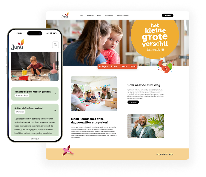 Voorbeeld van de responsiviteit van de eventwebsite.
