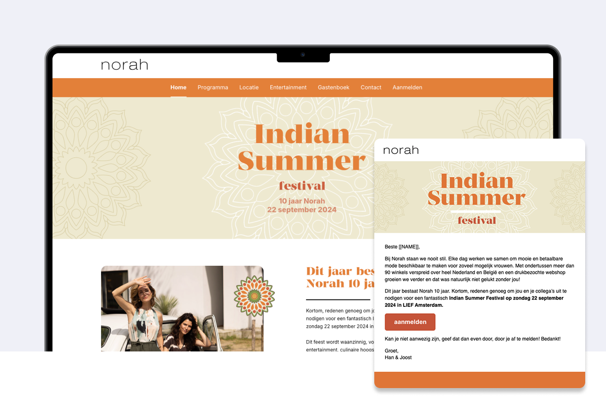 jubileum website voor 10jaar norah