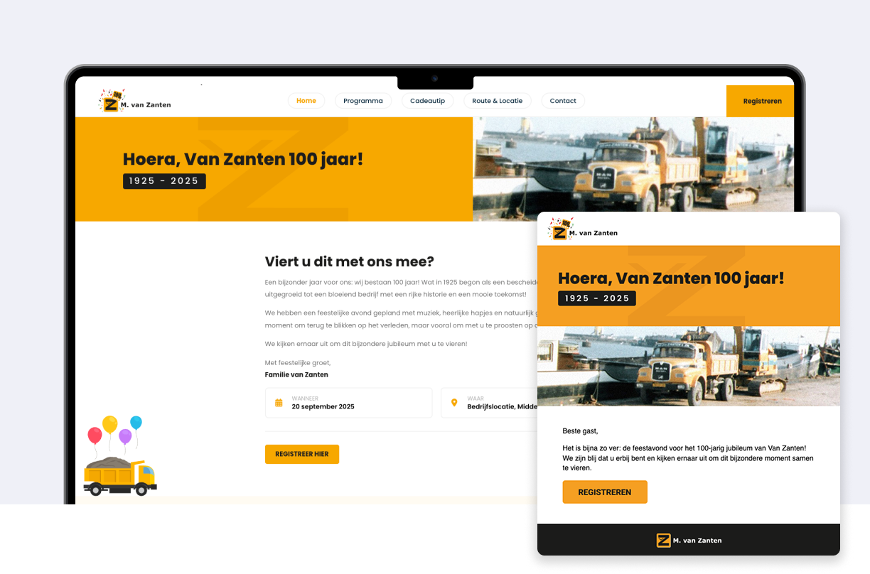 jubileum website voor vanzanten