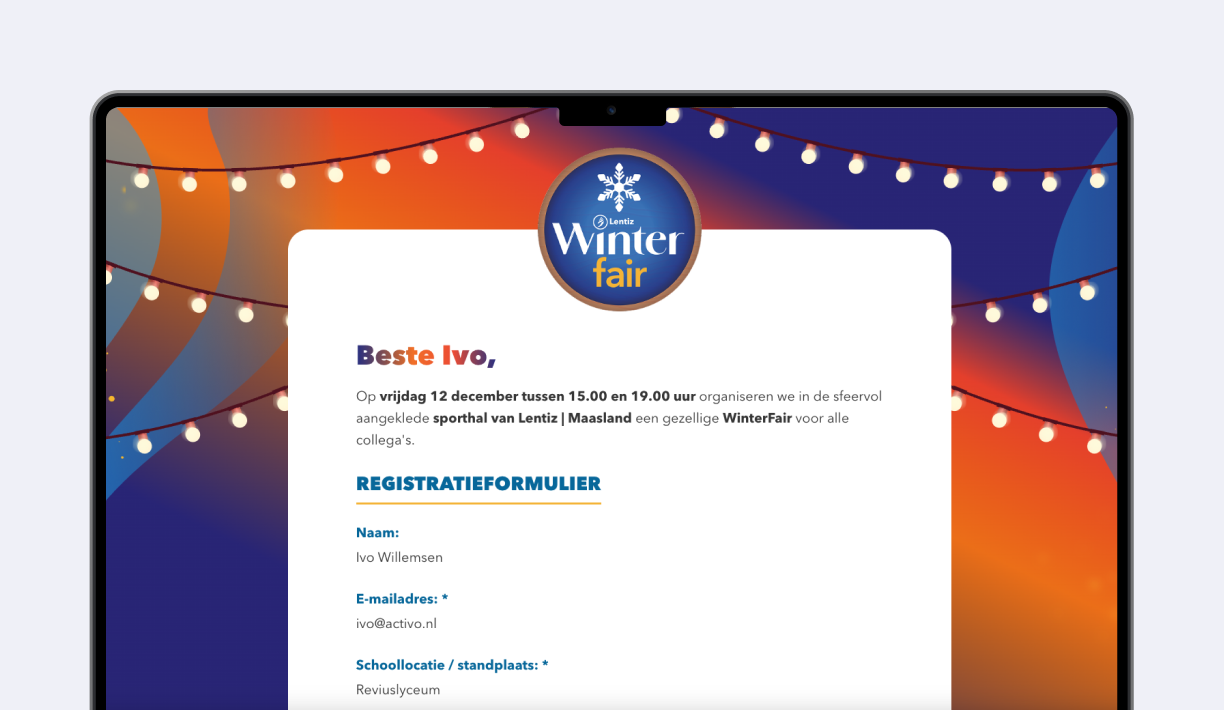 kerst event website voor van lentiz