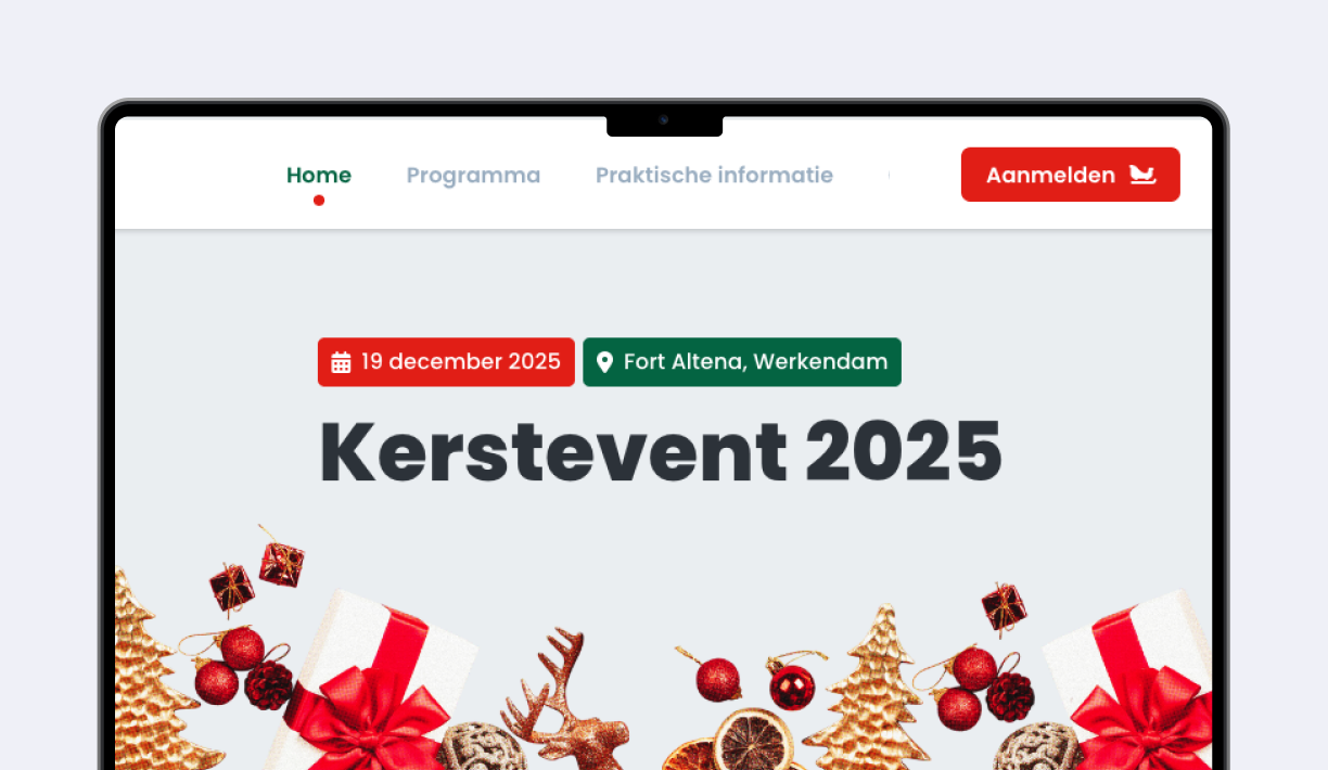 kerst event website voor van vulpen