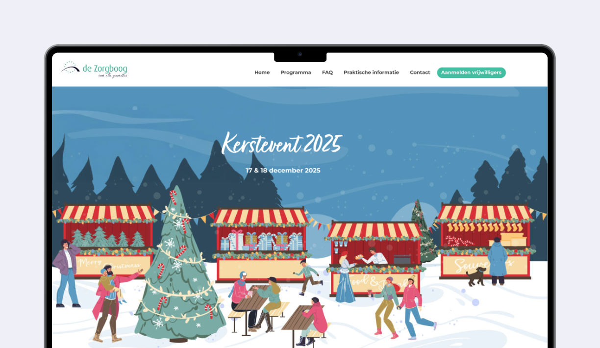 kerst event website voor zorgboog