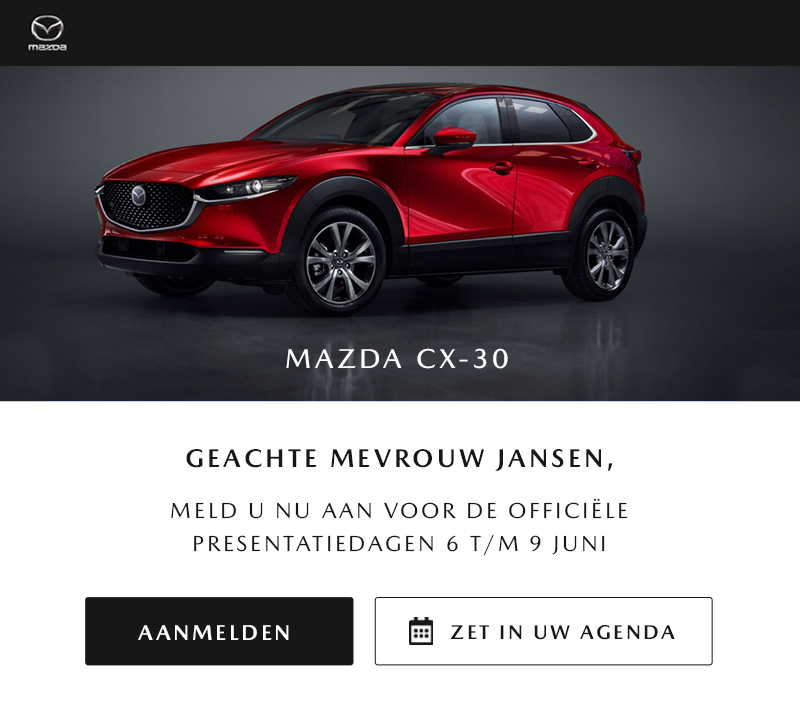 De mailing wordt opgemaakt in de huisstijl van de eindopdrachtgever in combinatie met het thema van het evenement