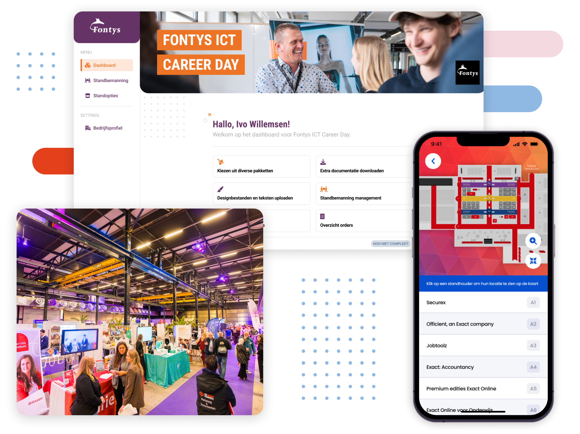 Visueel overzicht van een uitnodigingstraject voor een beurs